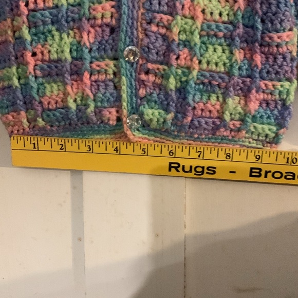OOAK Hand Crochet sweater 12-18 mo - Picture 7 of 8